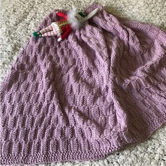 New Hand Knitted Pink Soft Cotton Baby Girl Blanket - Picture 8 of 8